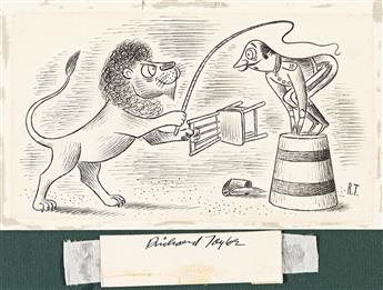 RICHARD TAYLOR (1902 - 1970) Lion and lion tamer.